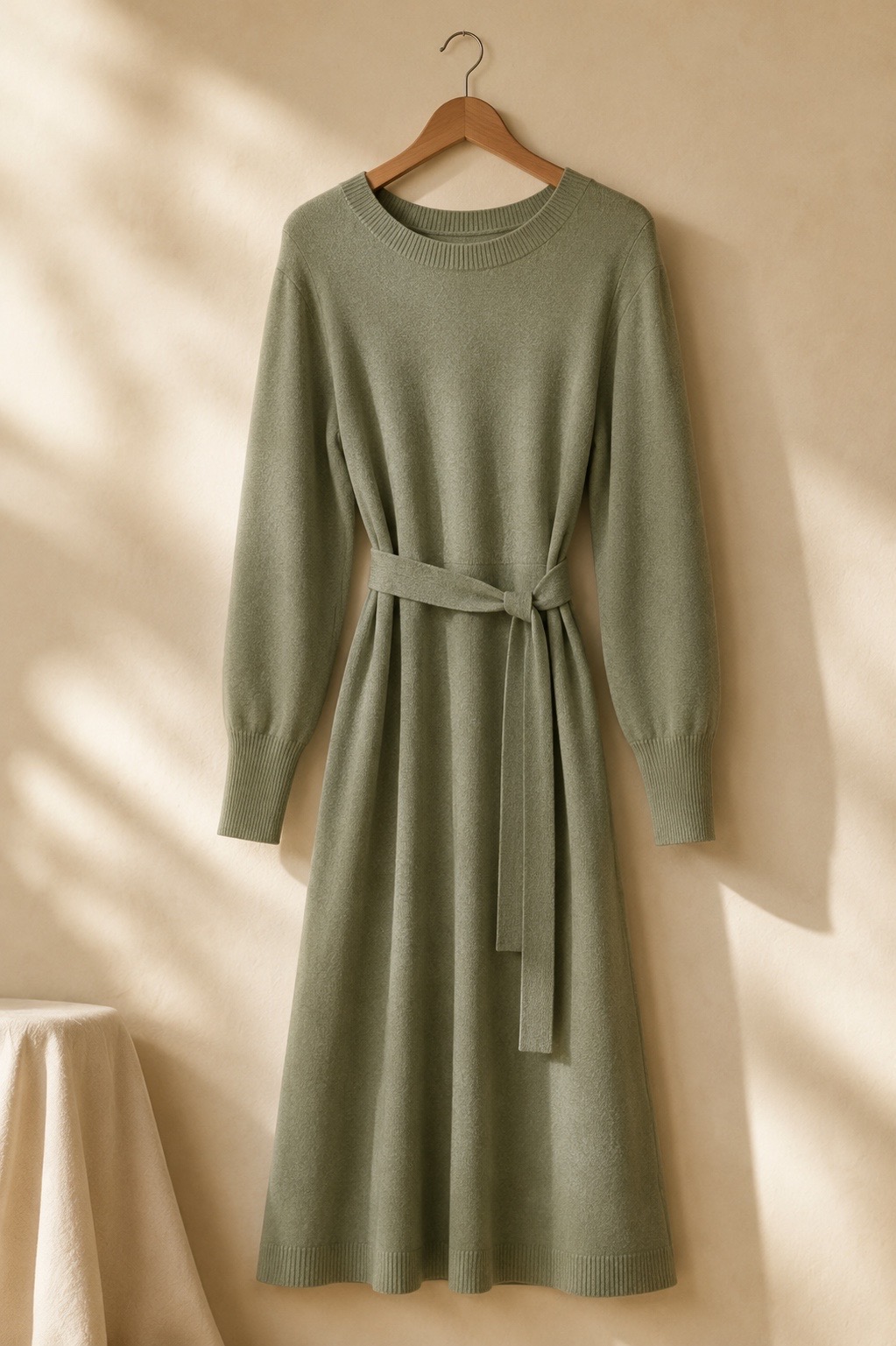 Sage green knit midi dress saved from Ganni