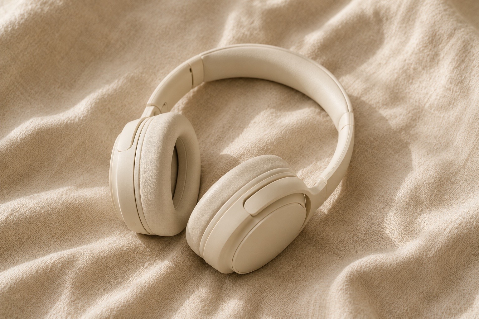 Cream over-ear headphones saved from Sony