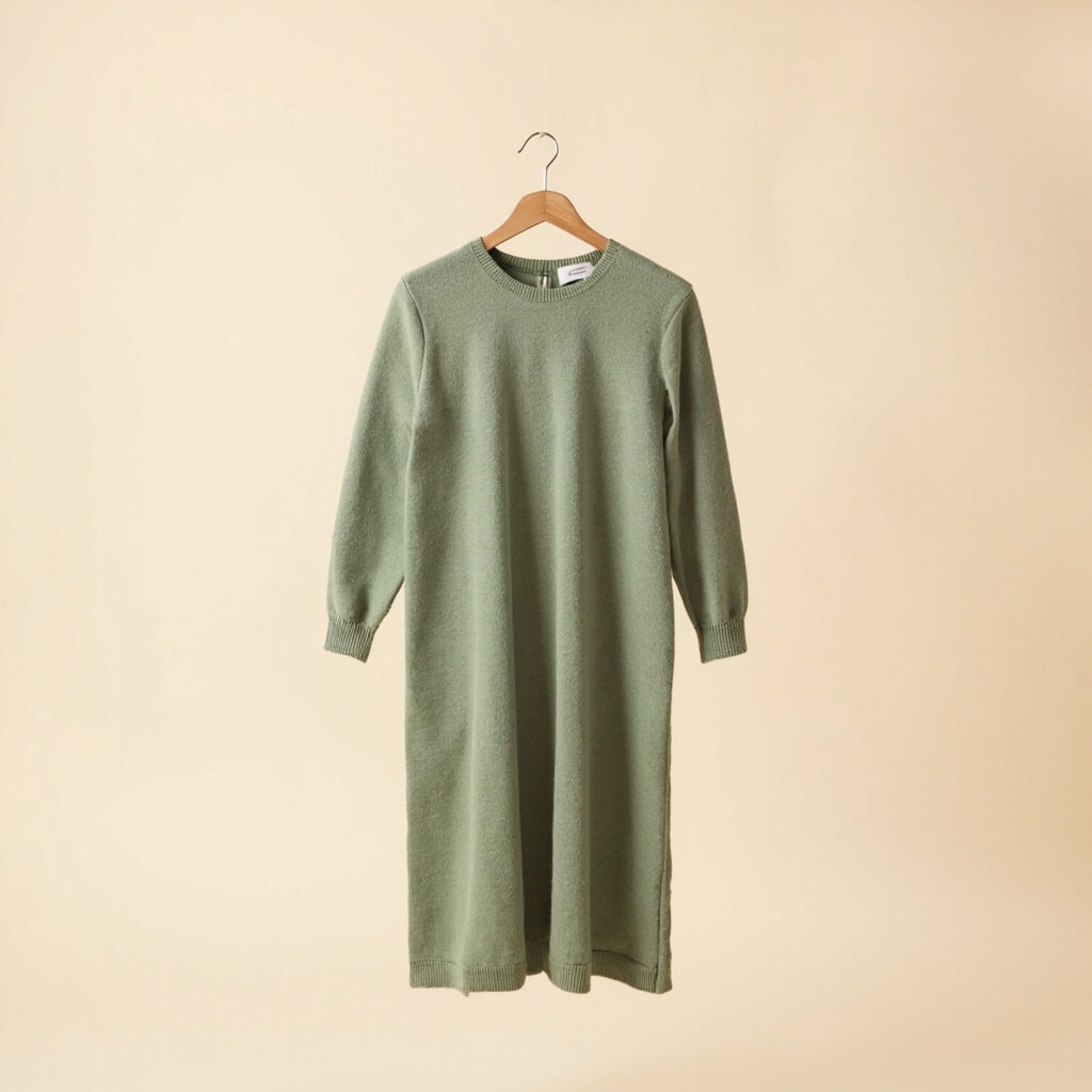 Sage green knit midi dress saved from Ganni